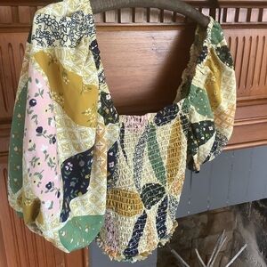 TRULY 4 YOU Made in India Smocked Crop Top Shirt Patchwork Design